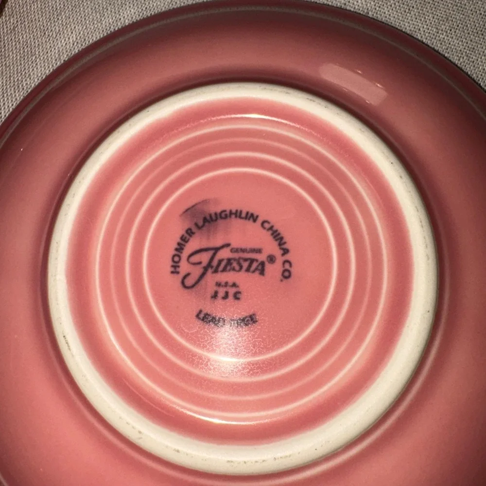 Homer Laughlin Fiesta Rose Pink Teacup and Saucer Set of 2 Ceramic USA Lead Free